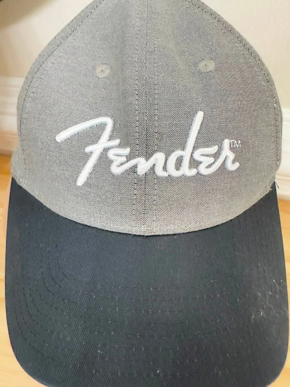 Fender Gray and Black Baseball Cap with White Logo